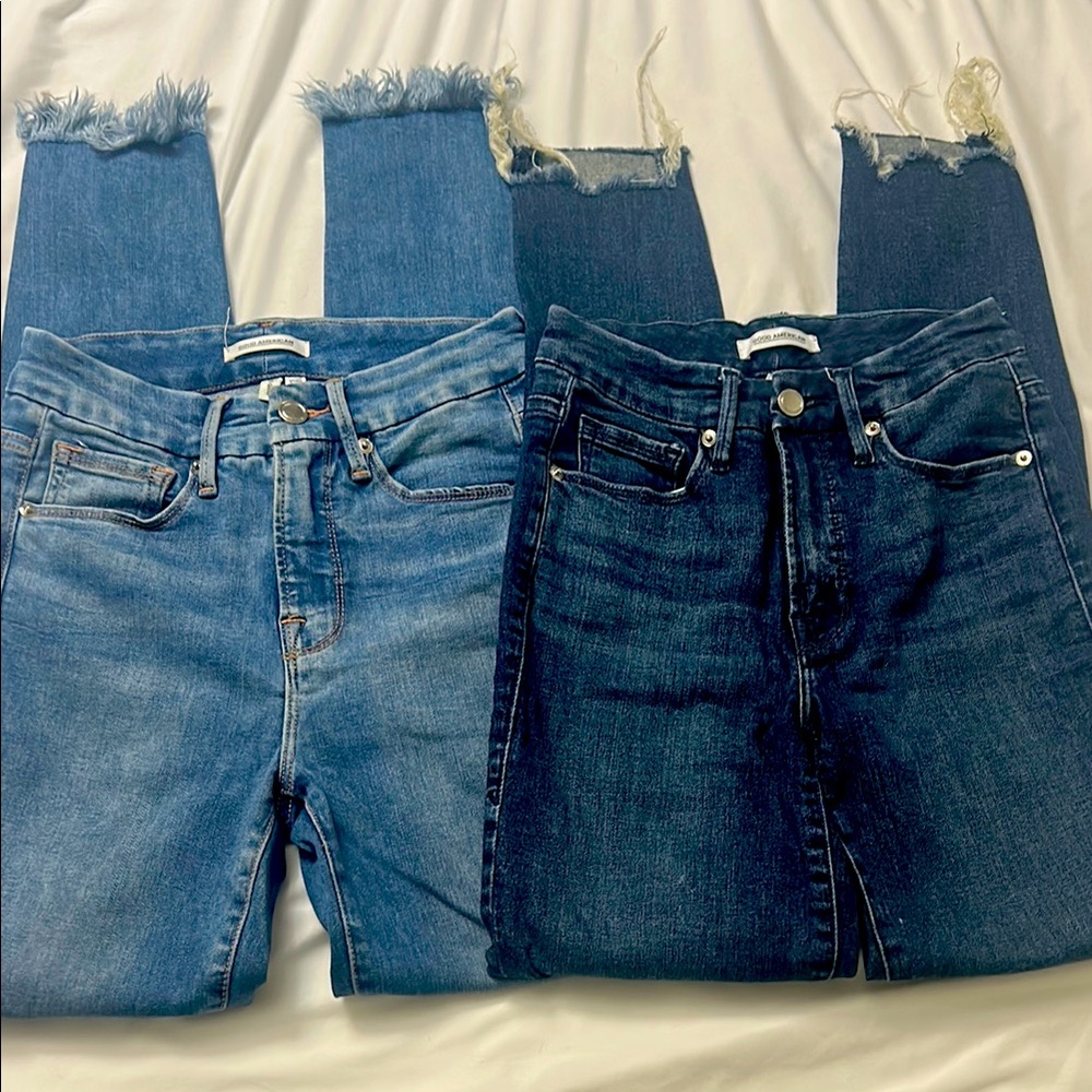 Good American skinny jeans like new 2 pack!